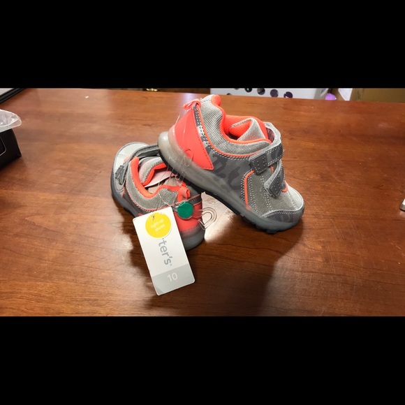 Carters Silver/Orange Toddler Light up Velcro Shoe - Picture 2 of 7